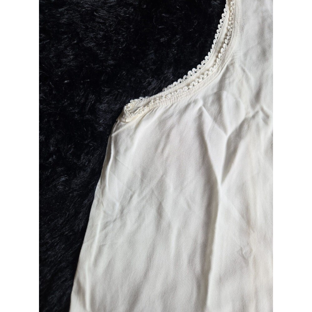 Raya Sun Swing Tank Dress L Cream Embroidery Lace Ruffles Lightweight Buttons - Picture 5 of 11